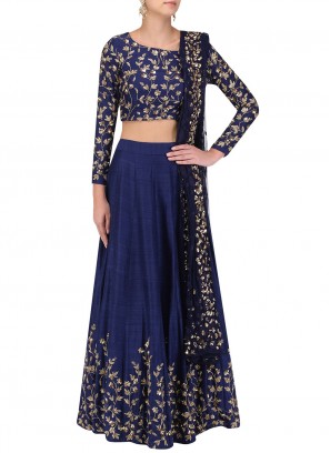 Unique Navy Blue Festival Trendy Lehenga Choli