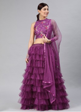 Unique Purple Ruffle Lehenga Choli