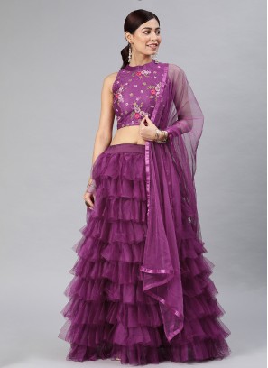 Unique Purple Ruffle Lehenga Choli