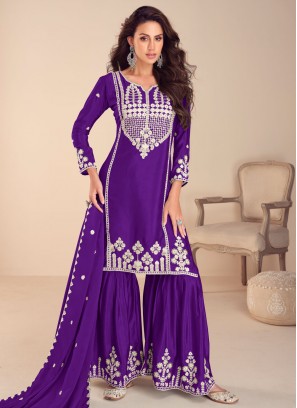 Unique Violet Sangeet Readymade Salwar Kameez