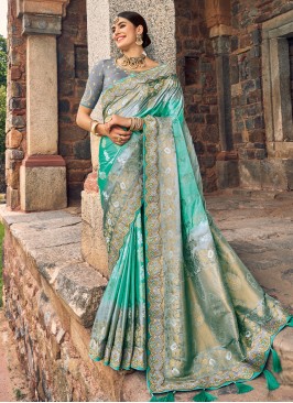 Unique Weaving Green Trendy Saree