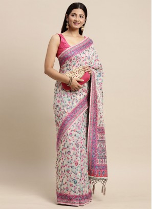 Urbane Cotton Silk Woven Off White Contemporary Style Saree