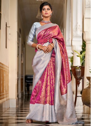 Urbane Grey and Purple Reception Contemporary Style Saree