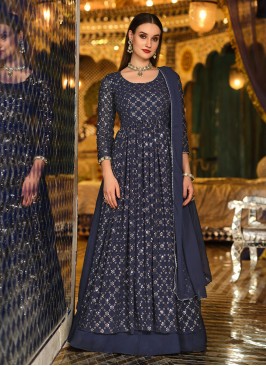 Urbane Navy Blue Readymade Lehenga Choli