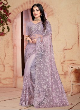 Urbane Resham Net Lavender Trendy Saree