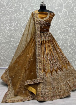 Velvet Brown Multi Lehenga Choli