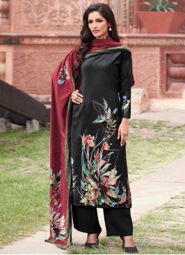 Velvet Digital Print Black Trendy Salwar Suit