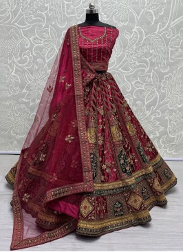 Velvet Embroidered Rani Trendy Lehenga Choli