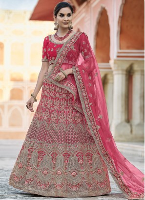 Velvet Lehenga Choli in Pink