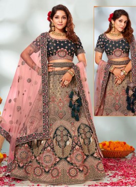 Velvet Multi Colour Lehenga Choli