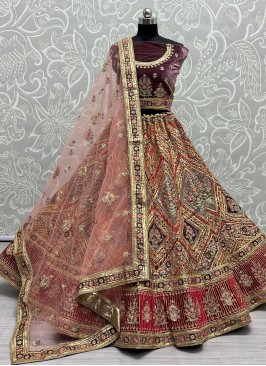 Velvet Multi Colour Lehenga Choli