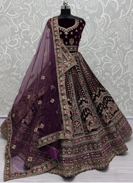 Velvet Purple Lehenga Choli