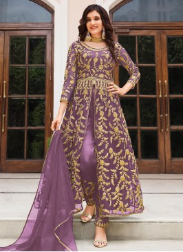 Versatile Cord Net Lavender Trendy Salwar Kameez