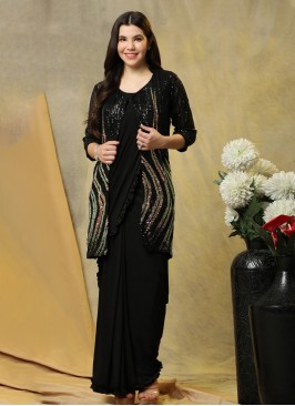 Versatile Imported Black Multi Trendy Saree