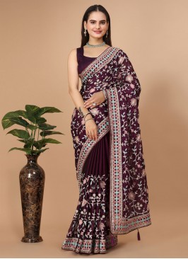 Versatile Purple Silk Contemporary Saree