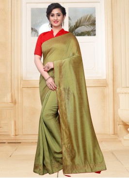 Versatile Stone Silk Green Traditional Saree