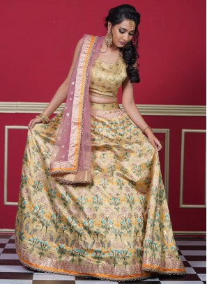 Versatile Swarovski Yellow Readymade Lehenga Choli
