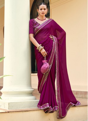 Vibrant Chiffon Satin Classic Saree