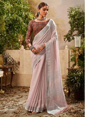 Vibrant Khadi Pink Classic Saree