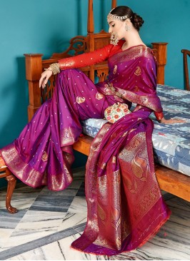 Vibrant Magenta Silk Classic Saree
