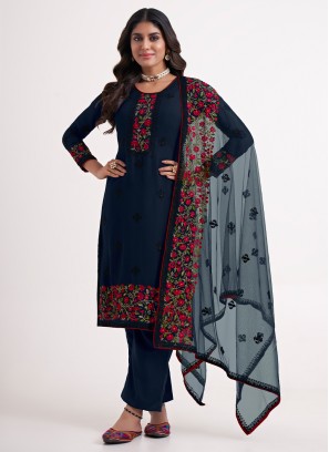 Vibrant Navy Blue Sangeet Salwar Kameez