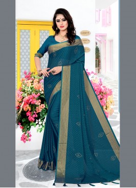 Vibrant Satin Silk Swarovski Traditional Saree