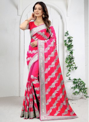 Vibrant Stone Banarasi Silk Red Classic Designer Saree
