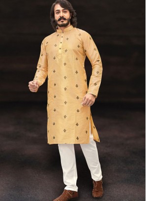 Vibrant Yellow Patterned Kurta Set