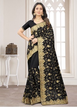 Vichitra Silk Black Stone Saree