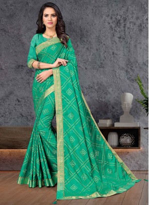Vichitra Silk Sea Green Traditional Saree