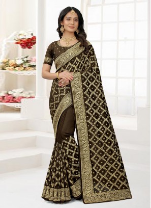 Vichitra Silk Weaving Green Classic Designer Saree