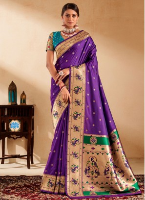 Violet Silk Contemporary Saree