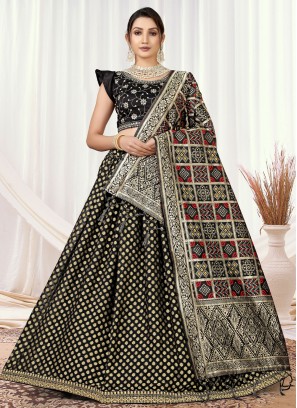 Viscose Black Jacquard Work Lehenga Choli
