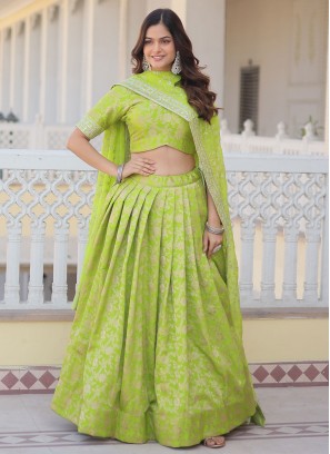 Viscose Embroidered Green Designer Lehenga Choli