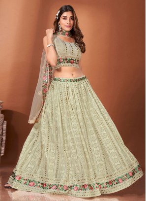 Viscose Handwork Sea Green Lehenga Choli