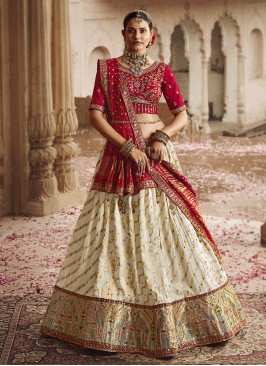 Viscose Off White Mirror Trendy Lehenga Choli