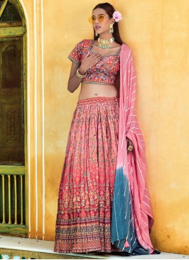 Viscose Pink Digital Print Lehenga Choli