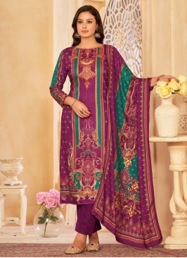 Viscose Salwar Suit in Purple