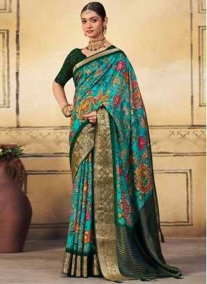 Viscose Sea Green Classic Saree