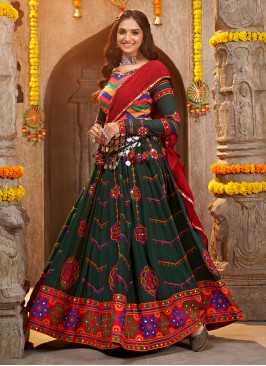 Viscose Thread Green Lehenga Choli