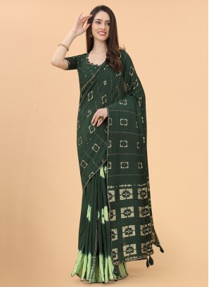 Viscose Weaving Classic Saree in Green