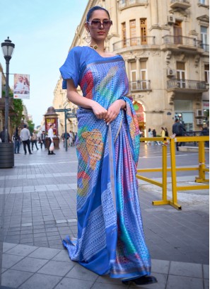 Viscose Weaving Trendy Saree in Blue