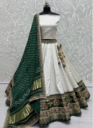 Viscose White A Line Lehenga Choli