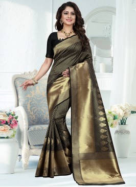 Vivacious Art Banarasi Silk Black Weaving Traditional Designer Saree