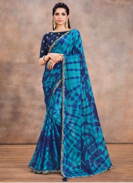 Vivacious Georgette Blue Classic Saree
