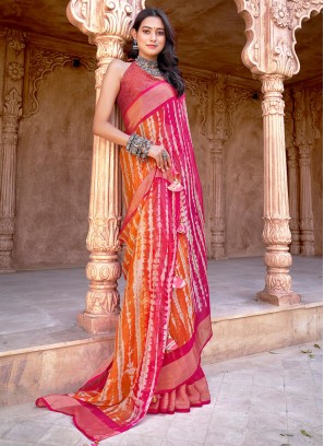 Vivacious Pink Trendy Saree