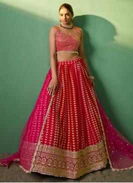 Vivacious Red Embroidered Lehenga Choli