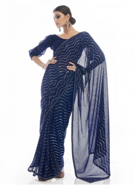 Vivacious Thread Navy Blue Contemporary Saree