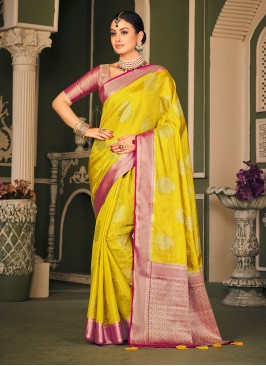 Vivacious Yellow Weaving Saree