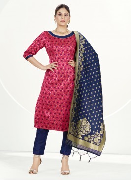 Vivid Banarasi Silk Ceremonial Straight Salwar Kam